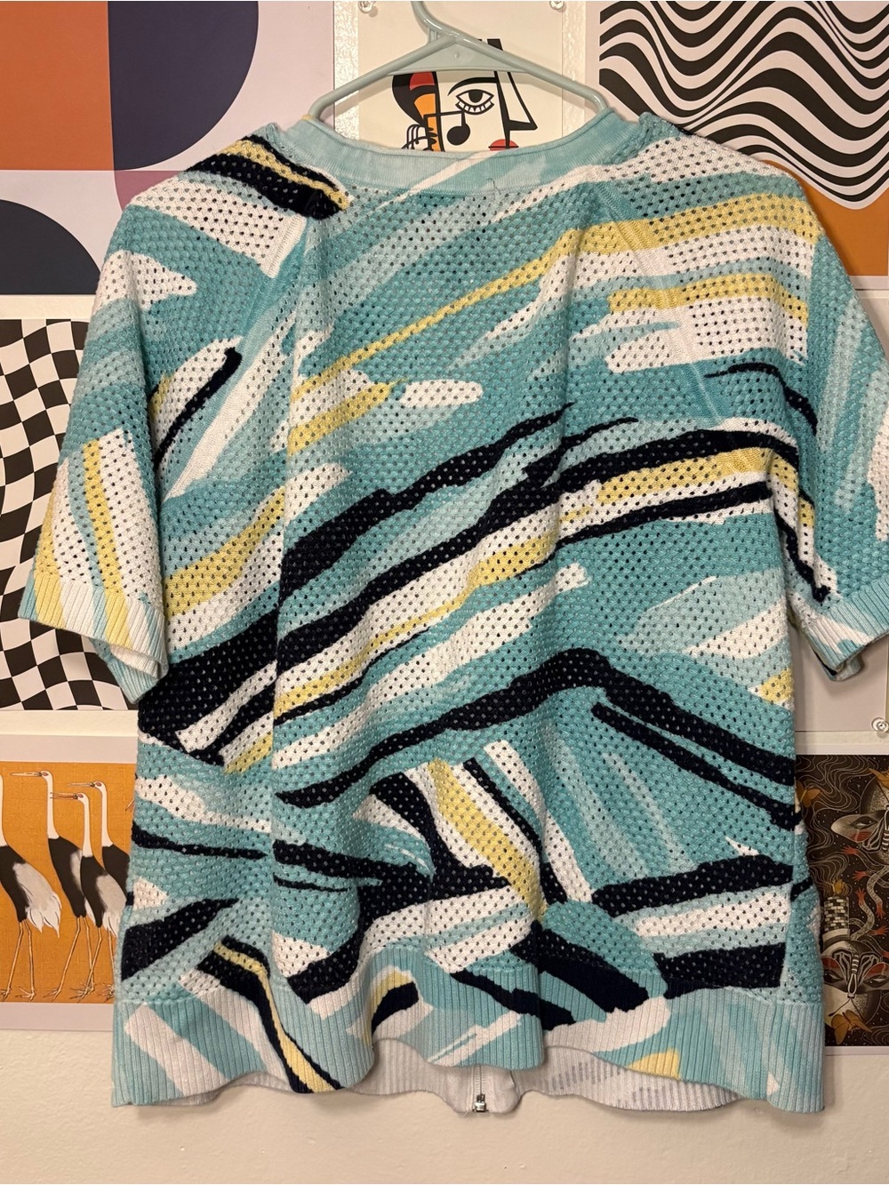 Christopher & Banks Abstract Open-Knit Zip Hoodie Cardigan Size XL - Picture 4 of 4